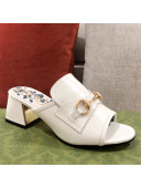 Gucci Leather Slide Sandal with Horsebit White 2021 02