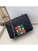 Chanel Quilted Calfskin Resin Stone Flap Bag AS2259 Black/Green/Red 2020 TOP