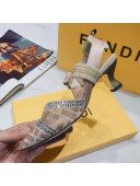 Fendi Colibrì Crystal Mesh Mid-Heel Slingback Pumps Nude 2020