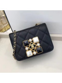 Chanel Quilted Calfskin Resin Stone Small Flap Bag AS2251 Black/White 2020 TOP