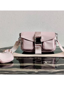 Prada Pocket Nylon and Brushed Leather Bag 1BD295 Pink 2021