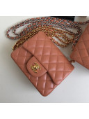 Chanel Lambskin Mini Square Classic Flap Bag Brown/Gold 2020