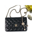 Chanel Quilted Leather Wallet on Chain WOC Crystal Ball AP1450 Black 2020