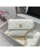 Chanel Quilted Lambskin Small Flap Bag AS2299 White 2020