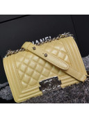 Chanel Iridescent Quilted Grained Leather Classic Small Boy Flap Bag Yellow/Silver 2019