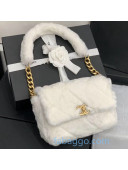 Chanel Quilted Shearling Lambskin Flap Bag AS2240 White 2020