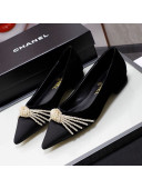 Chanel Suede Kidskin Ballerinas with Pearl Knot Charm G36391 Black 2021