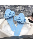 Chanel TPU Camellia Slipper Sandals Blue 2020