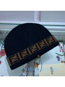 Fendi Cashmere FF Band Knit Hat Black 2020