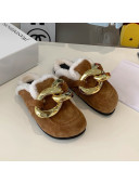 JW Anderson Suede Fur Chain Mules Brown 2021
