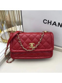 Chanel Quilted Lambskin Large Flap Bag with Metal Button AS2056 Red 2020 TOP
