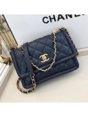 Chanel Quilted Lambskin Medium Flap Bag with Metal Button AS2055 Navy Blue 2020 TOP