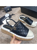 Chanel Quilted Lambskin Slingback Espadrilles Black 2021