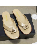 Chanel Lambskin Flat Thong Slide Sandal Beige 2021 02