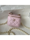 Chanel Lambskin Small Vanity with Pearl AS2581 Pink 2022