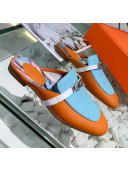 Hermes Calfskin Oz Mules Orange/Blue 2020