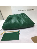 Bottega Veneta The Large Pouch Clutch in Woven Lambskin Racing Green 2020