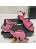 Chanel Matte Velvet Calfskin Chain Sandals 2cm G37172 Pink 2021