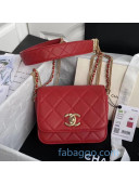 Chanel Quilted Calfskin Flap Bag with Chain Tassel Strap AS2051 Red 2020