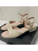 Chanel Matte Velvet Calfskin Chain Sandals 2cm G37172 Beige 2021