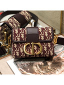 Dior 30 Montaigne CD Oblique Canvas Mini Box Shoulder Bag Burgundy 2019