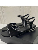 Chanel Matte Velvet Calfskin Chain Sandals 2cm G37172 Black 2021