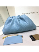 Bottega Veneta The Large Pouch Clutch in Woven Lambskin Ice Blue 2020