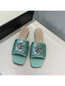 Gucci GG Sequins Slide Sandals Green 2021