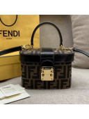 Fendi Leather/FF Pattern Canvas Vintage Box Handbag