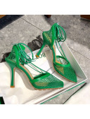 Bottega Veneta Lambskin Mesh Sandals 9cm Green 2021