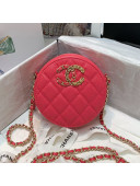 Chanel Grained Calfskin Round Clutch with Chain AP1805 Pink 2020