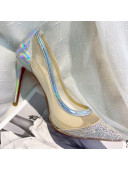 Christian Louboutin Iridescent Leather Crystal Mesh Pumps 10cm 2021