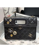 Chanel Aged Calfskin Flap Bag With Badge Charms AS1430 Black 2020