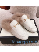 Gucci Princetown GG Silver Lamé Wool Slipper White 2020