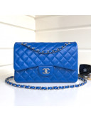 Chanel Jumbo Quilted Lambskin Classic Large Flap Bag Royal Blue 2020