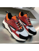 Dior B22 Sneaker in Calfskin And Technical Mesh Burgundy/Orange 2020