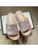 Gucci Velvet GG Platform Slide Sandal 573018 Light Pink 2021