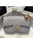 Chanel Lambskin & Gold-Tone Metal Flap Bag AS1787 Grey 2020