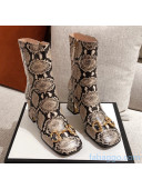 Gucci Python Print Leather Ankle Boot With Horsebit and 7.5cm Heel 2021