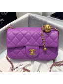 Chanel Lambskin & Gold-Tone Metal Flap Bag AS1787 Purple 2020