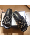 Gucci GG Lamé Platform Slide Sandal 573018 Black 2021