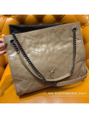 Saint Laurent Niki Medium Shopping Bag in Crinkled Vintage Leather 577999 Apricot 2019