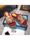 Gucci GG Strawberry Canvas Platform Slide Sandal 573018 Beige 2021
