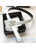 Chanel Calfskin Belt 30mm with Pearl CC Buckle White 2020