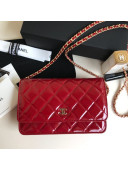 Chanel Patent Leather Wallet on Chain WOC Red 2020