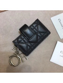 Dior Lady Dior Gusseted Card Houlder in "Cannage" Lambskin Black 2018