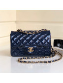 Chanel Quilted Patent Leather Small 20cm Flap Bag Navy Blue/Gold 2020