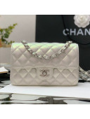 Chanel Iridescent Lambskin Classic Mini Flap Bag A69900 White/Silver 2021