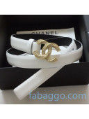 Chanel Calfskin Belt 20mm with Twist Metal CC Buckle White 2020