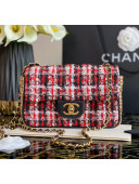 Chanel Tweed Small Flap Bag With Imitation Pearls AS1740 Red 2020